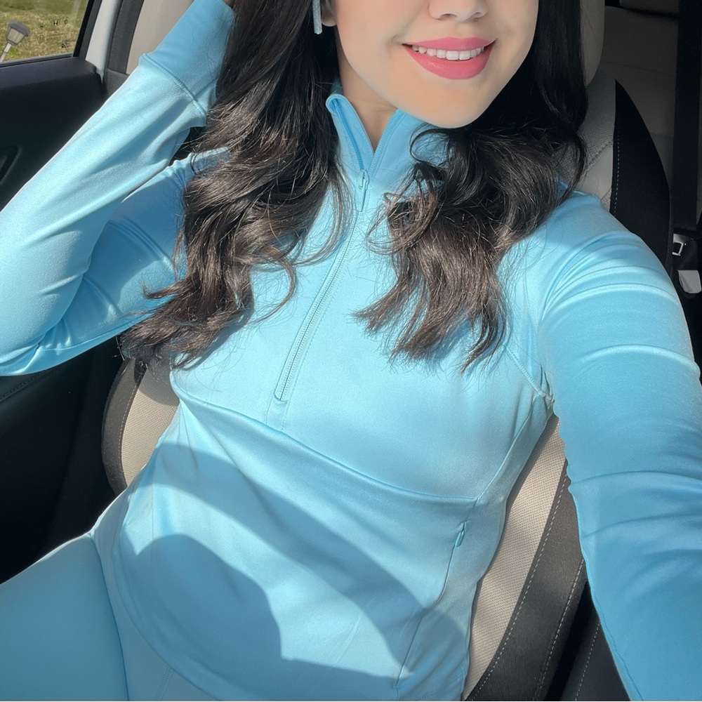 Target 3 Piece Light Blue Jacket Sports Bra Legging Workout Set